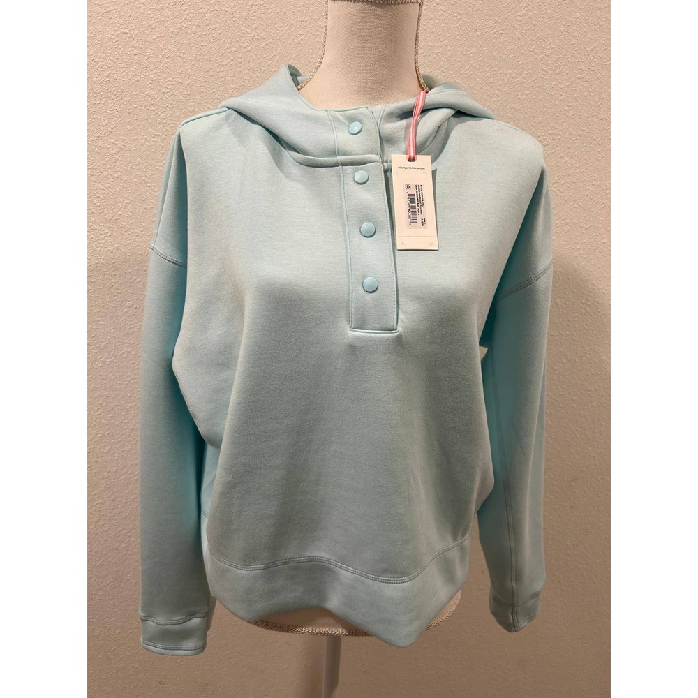 Vineyard Vines Womens Performance Hooded Snap-Front Pullover Beachcomber Blue L